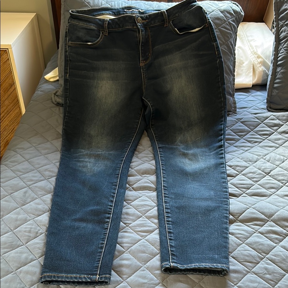 Maurices Blue Straight Leg Jeans with Distressed Details